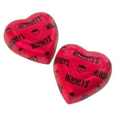 HERSHEY'S Milk Chocolate Filled with Strawberry Flavored Crme Hearts Candy, Valentine's Day Candy, 10 Oz. Bag