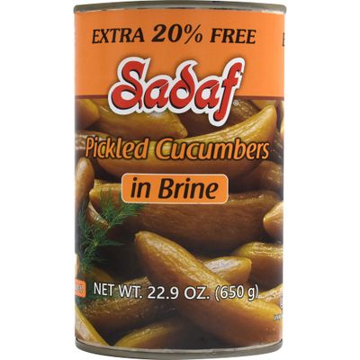 Sadaf Pickles in Brine - Pickled Cucumbers Medium for Cooking &amp; Food Flavoring - Pepinos en Salmuera - Persian Cuisine - Kosher - 22.9 Oz Canned