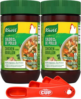 Knorr Granulated Bouillon, Chicken Flavor, 7.9 oz (Pack of 2) with By The Cup Swivel Spoon