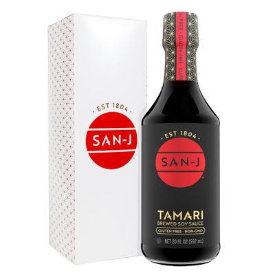 San-J - Gluten Free Tamari Soy Sauce - Specially Brewed - Made with 100% Soy - 20 oz. Bottle