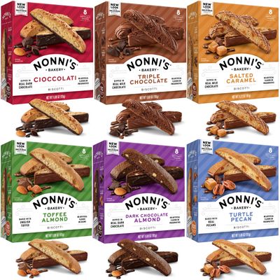 Nonnis Italian Biscotti Variety Pack  6 Assorted Flavors  Snack for Valentines Cookies  Biscotti Cookie Variety Pack  Italian Cookie Assortment  Biscotti Individually Wrapped Cookies  Kosher