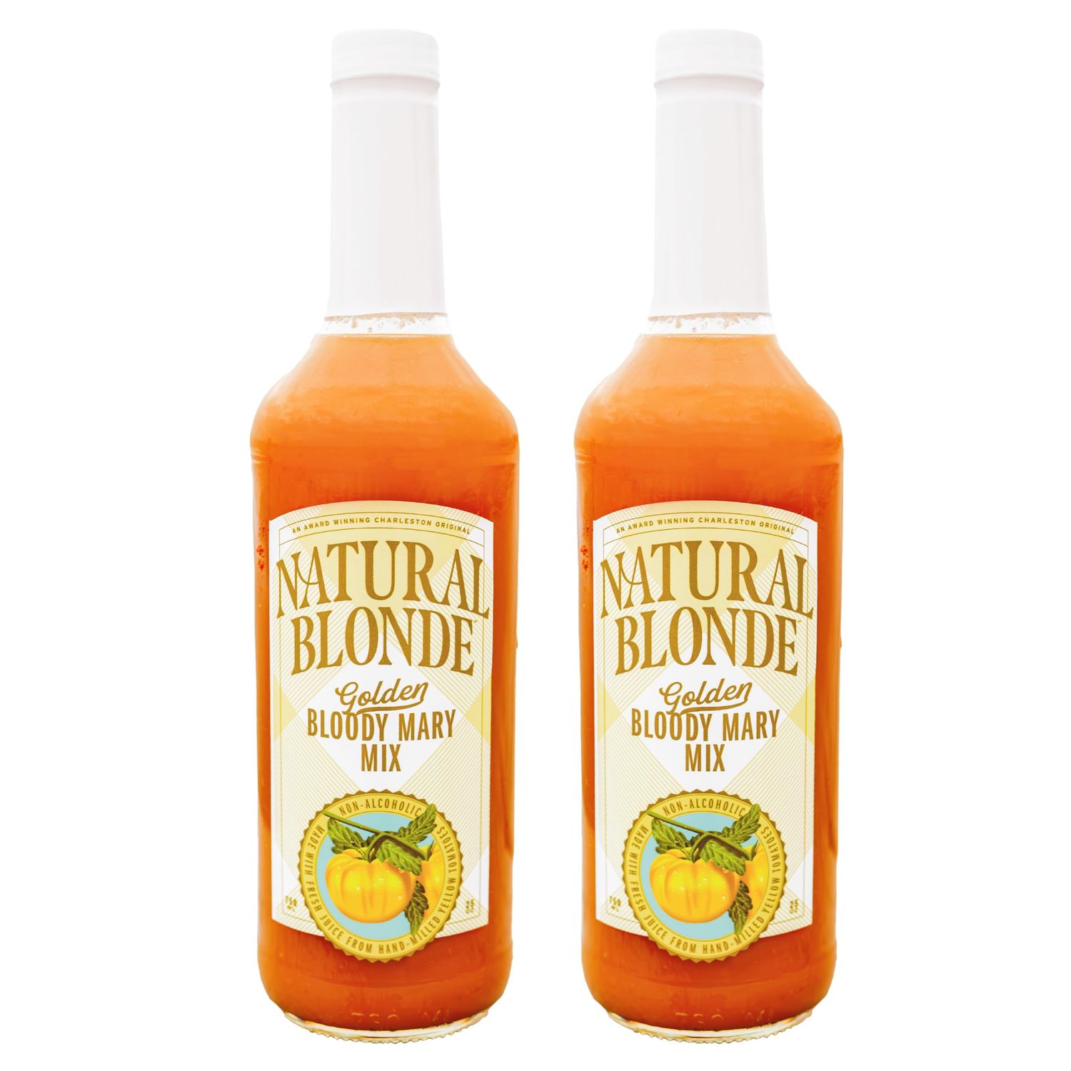 Natural Blonde Golden Bloody Mary Mix - All-Natural Cocktail Mixer with Hand-Picked Golden Tomatoes - Low Sodium, Low Calorie, Gluten Free - 50 Fl Oz (2 Pack)