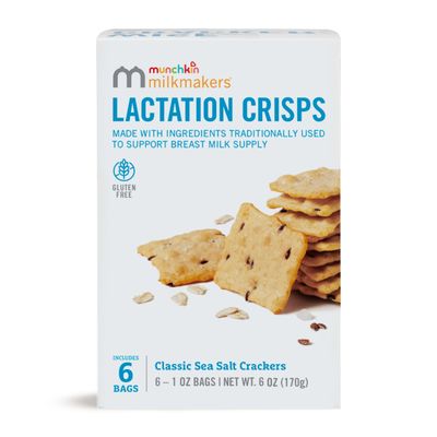 Munchkin Milkmakers Lactation Crisps for Nursing, Breastfeeding &amp; Pumping Moms - Gluten Free &amp; Fenugreek Free Crackers with Milk Boosting Ingredients like Oats &amp; Flax