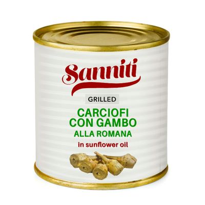 Sanniti Roman Artichoke with Stem in Sunflower Oil, 5.5 Lbs (2.5 kg) | Carciofi Con Gambo Alla Romana