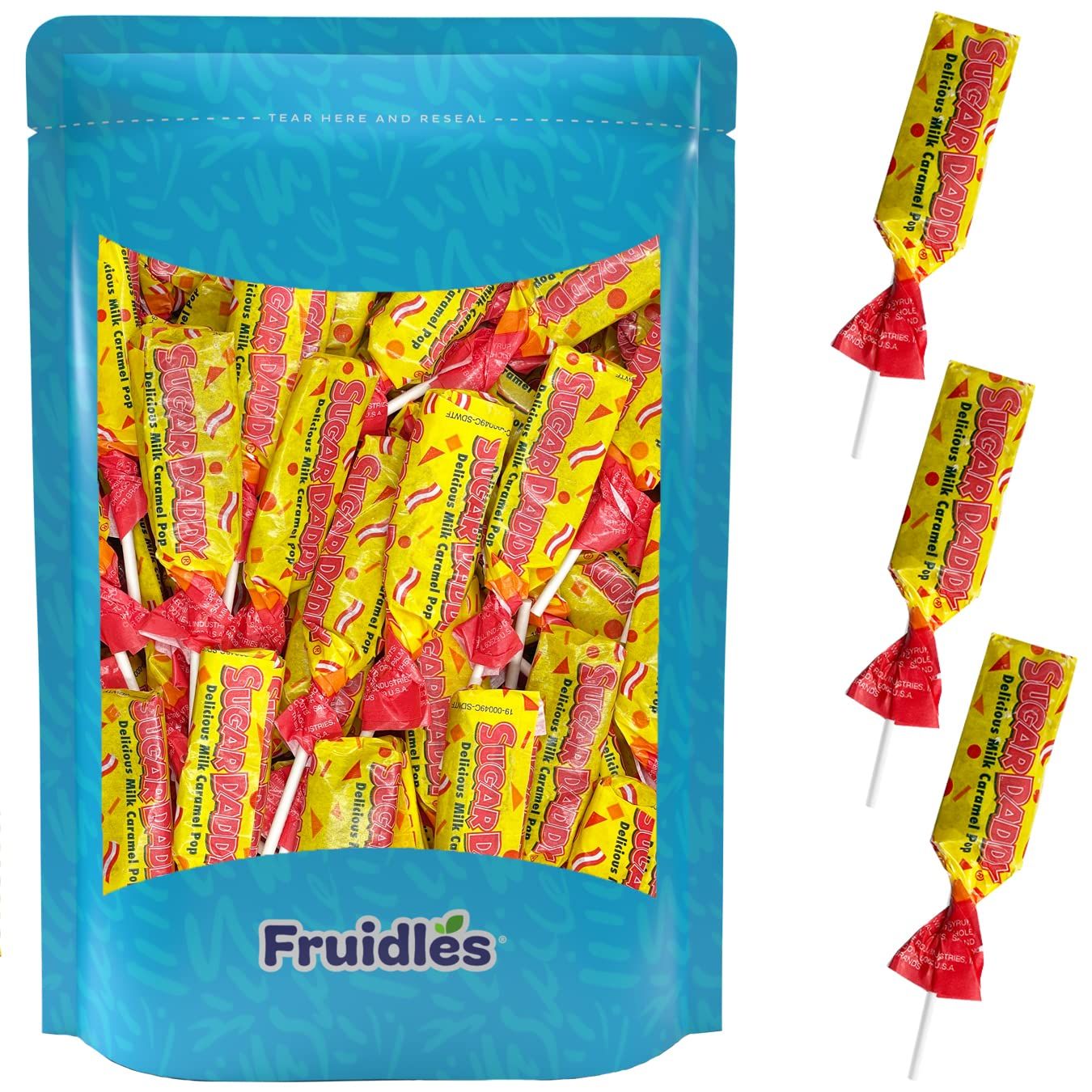 Fruidles Sugar Daddy Taffy Lollipop, Delicious Milk Caramel Pop, Gourmet Candy Sweets, Individually Wrapped (Half-Pound)