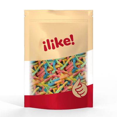Sour Neon Gummy Worms Candy | 2 Pound Pack | Assorted Fruit Flavors