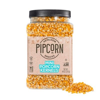Heirloom Mini Popcorn Kernels by Pipcorn - 44 oz Jar, Unpopped Popcorn, Healthy, Non-GMO, Vegan, Gluten Free Snacks