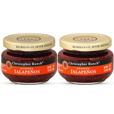 Christopher Ranch Chopped Jalapenos Fresh Salad Toppings &amp; Culinary Creations, Recipe Enhancer, Spicy, Flavorful Jalapeno Peppers Handpicked Sliced &amp; Jarred for Maximum Freshness - 4.25 oz Pack of 2