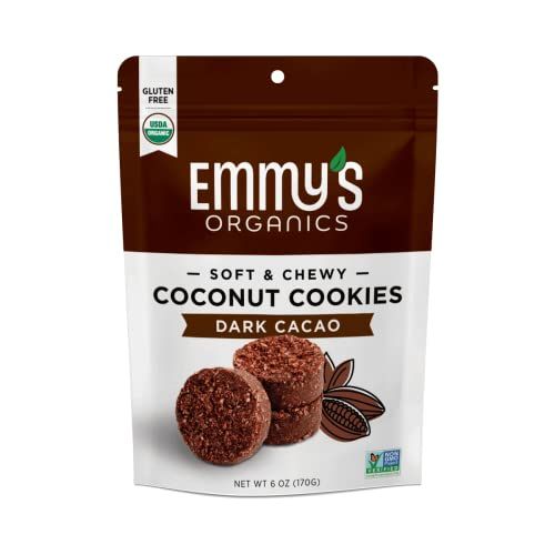 Emmy&#39;s Organics Coconut Cookies, Dark Cacao, 6 oz (Pack of 2) | Gluten-Free Organic Cookies, Vegan, Paleo-Friendly