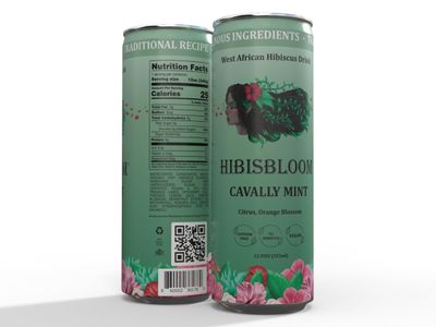 Hibisbloom Cavally Mint, Organic Red Hibiscus, Spearmint, Lemon, Lime, Orange Blossom, 8-Pack x 12oz Cans - 25 Calories. Slow Brew from Scratch, 5000mg Hibiscus.