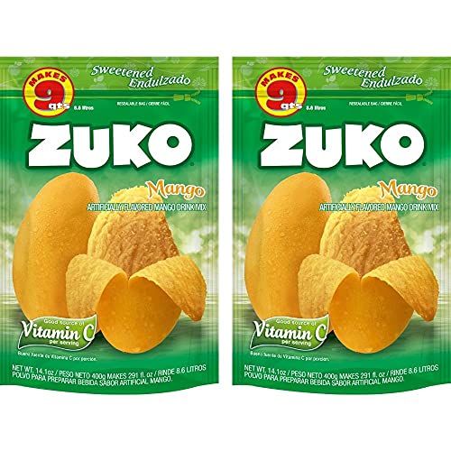 Zuko Mango Instant Powder Drink | Family Pack | No Sugar Needed | Vitamin C | 14.1 Ounce (Pack of 2)