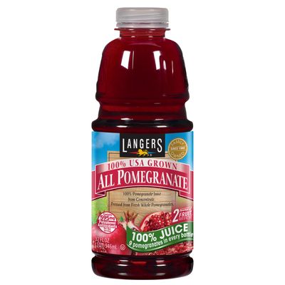 Langers All Pomegranate 100 Percent Juice, 32 Fl Oz (Pack of 6)