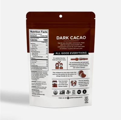 Emmy's Organics Coconut Cookies, Dark Cacao, 6 oz (Pack of 2) | Gluten-Free Organic Cookies, Vegan, Paleo-Friendly
