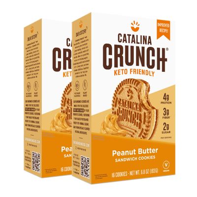 Catalina Crunch Peanut Butter Sandwich Cookies, Healthy Snacks for Kids &amp; Adults, Vegan, Low Sugar 2g, Low Carb, High Protein 4g &amp; Fiber 3g, Keto Friendly, Plant Based, 6.8 oz (Pack of 2)