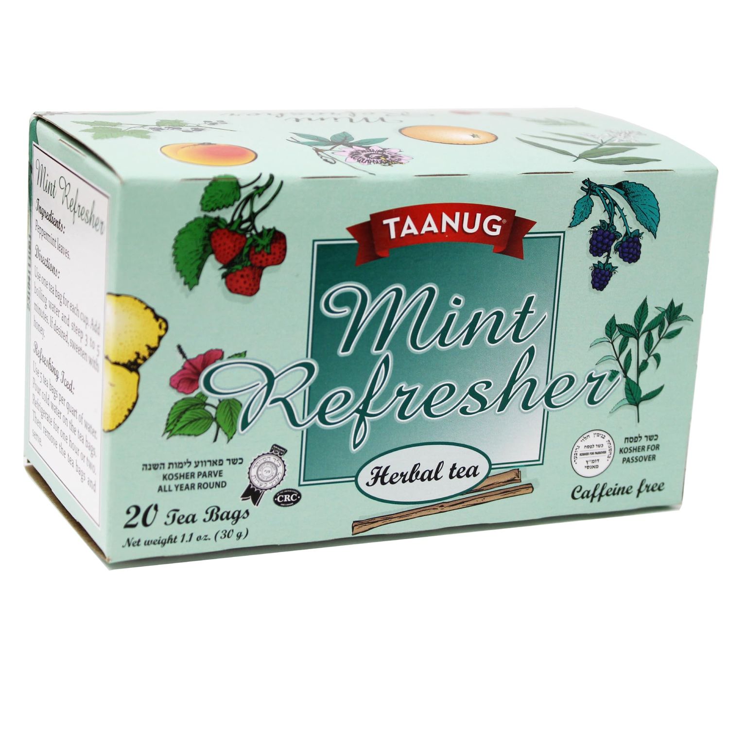 Snacktery Peppermint Tea Bags - Made with 100% Natural Peppermint Leaves - Caffeine Free Herbal Mint Tea - 20 Herbal Tea Bags