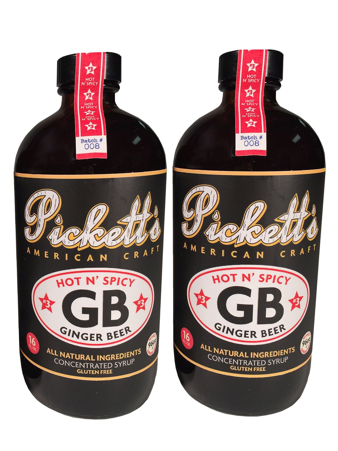 Pickett&#39;s Brothers Ginger Beer, All Natural Concentrated Syrup, 16 oz Bottles (Hot N&#39; Spicy) 2-Pack