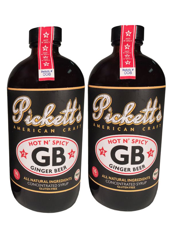 Pickett&#39;s Brothers Ginger Beer, All Natural Concentrated Syrup, 16 oz Bottles (Hot N&#39; Spicy) 2-Pack