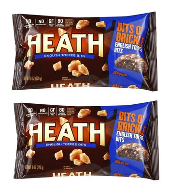 Heath English Toffee Bits - 8 oz - Bits O&#39; Brickle - Pack of 2-16 Total oz of Bits - Plenty to Share and Stock the Pantry - Fun to Snack on or to Cook with - Gluten Free