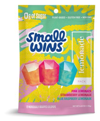 Enjoy Small Wins Candy by Jayson Tatum, Sugar Free Lollipop Suckers, Low Calorie Snacks, Non GMO, Organic Plant-Based Ingredients, Lemonade Flavors Variety Pack, 12 Count, 4.23 Oz