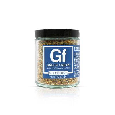 Spiceology - Greek Freak Mediterranean Spice Blend - All-Purpose Rubs, Spices and Seasonings - Use On: Chicken, Chickpeas, Beef, Seafood, Pork, Vegetables, Turkey, Potatoes and Salad Dressing - 4 oz