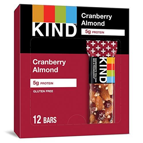 KIND Nut Bars, Cranberry Almond, Healthy Snacks, Good Source of Fiber, Gluten Free, 5g Protein, 12 Count