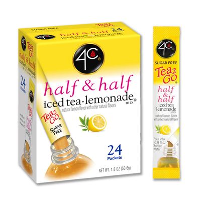 4C Powder Drink Mix Packets, Half &amp; Half 6 Pack, 24 Count, Singles Stix On the Go, Refreshing Sugar Free Water Flavorings