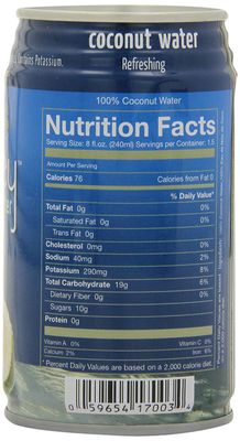 Blue Monkey 100% Natural Coconut Water, 11.2-Fl Ounce (Pack of 24) (Packaging May Vary)