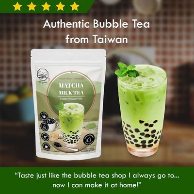 Matcha Bubble Milk Tea Instant 3in1 Powder Mix - 1kg (33 Drinks) | For Boba Tea, Milkshake, Blended Frappe and Bakery | Authentic Taiwan Recipe | Zero Trans Fat, No Preservatives by Moriyama Teahouse