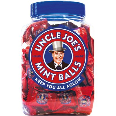 Uncle Joe&#39;s Mint Balls | Handcrafted British Candy | with Peppermint Oil | Long Lasting &amp; Breath Refreshing Minty Flavor | Individually Wrapped Hard Candy | 28.30 Oz (800g) Jar
