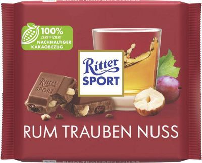 Ritter Sport Chocolate | Ritter Sport Variety Rum Grape Nut | Ritter Chocolate | German Chocolate Bars | 42,3 Ounce Total