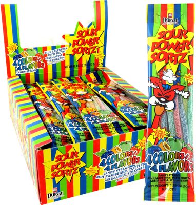 Sour Power Sortz Candy Straws, Sour Power Sortz Assorted, 1.75 oz (Pack of 24)