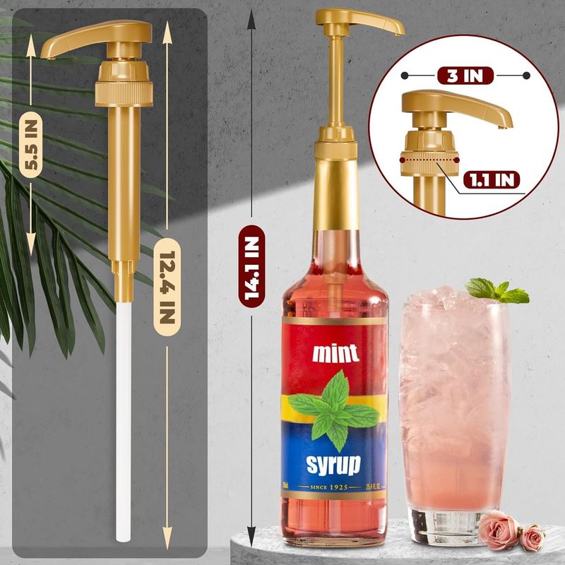 6pcs Coffee Syrup Pump - 750ml Skinny Syrup Pumps for Coffee Bar Coffee Creamer Pump for Syrup Bottle Coffee Syrup Pumps - Snow Cone Syrups Pumps for Coffee Syrup Bottle Torani Syrup Pump Dispenser