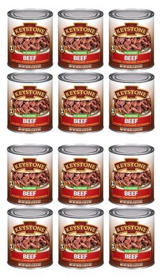 Keystone Meats All Natural Canned Beef 28 Oz Long Shelf Life Emergency Food For Camping Canned Meat Fully Cooked Ready to Eat | Gluten Free Pack of 12