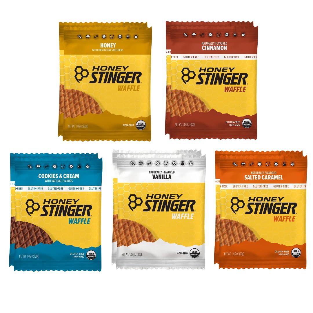 Organic Honey Waffle | Energy Stroopwafel for Exercise, Endurance and Performance | Sports Nutrition for Home &amp; Gym, Pre &amp; During Workout - 5 Flavor Variety (10 Pack)
