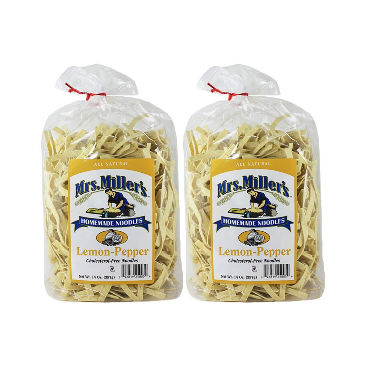 Mrs. Miller&#39;s Homemade Noodles, Lemon-Pepper, All Natural &amp; Cholesterol Free, 14 OZ (Pack of 2)