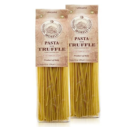Morelli Italian Pasta Truffle Linguine - Gourmet Pasta - Handmade in Small Batches - Imported from Italy - Durum Wheat Semolina Pasta - 8.8 Ounce / 250g (2 Pack)