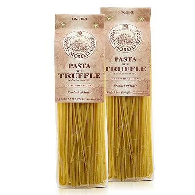 Morelli Italian Pasta Truffle Linguine - Gourmet Pasta - Handmade in Small Batches - Imported from Italy - Durum Wheat Semolina Pasta - 8.8 Ounce / 250g (2 Pack)