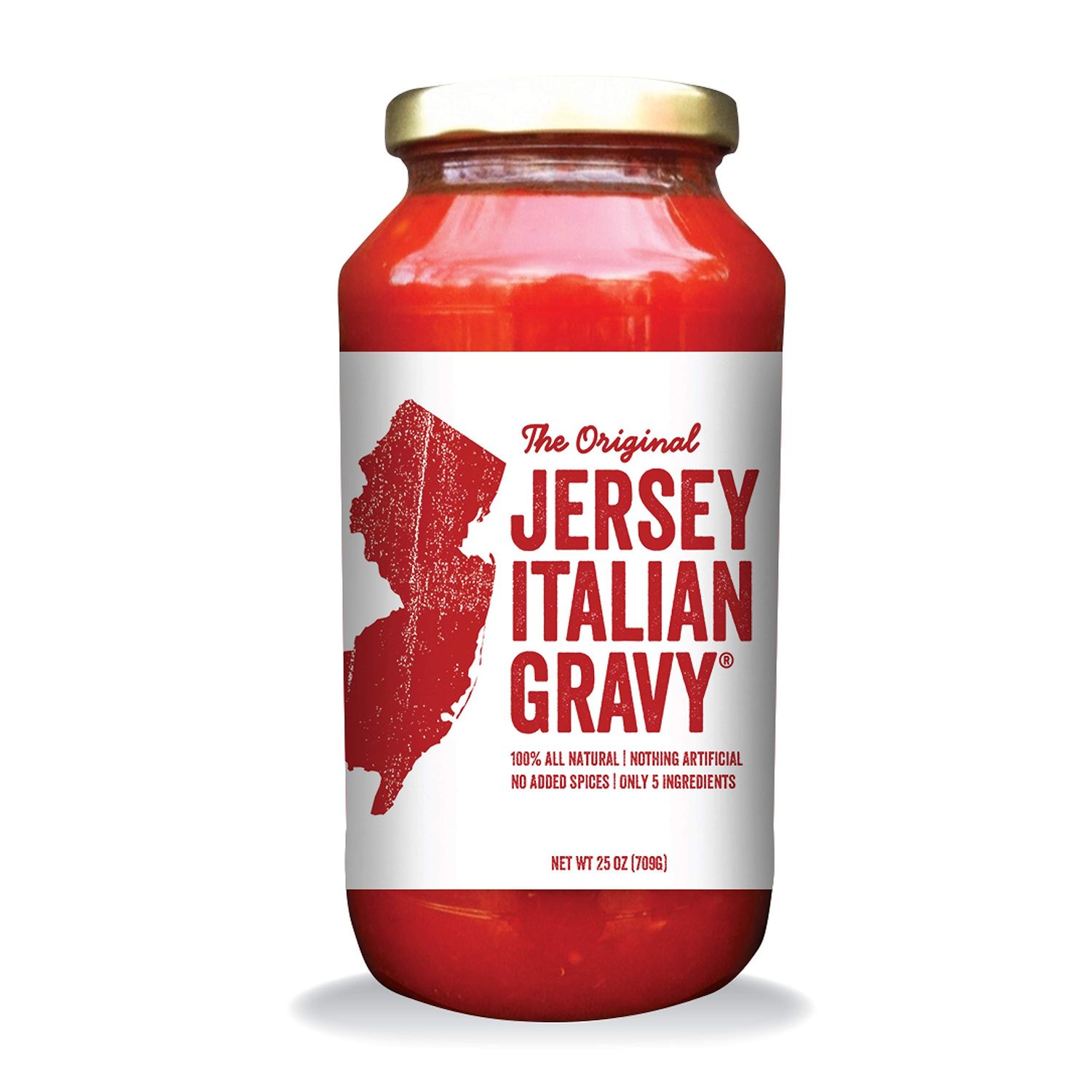Jersey Italian Gravy-24 OZ Jar-Gourmet, All Natural All Purpose Tomato Sauce for Pasta and More, No Artificial Ingredients- Vegan Friendly-Authentic Recipe for Pasta, (Classic, 6 Pack)