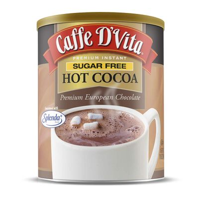 Caffe D&#39;Vita Sugar Free Hot Cocoa Mix - Sugar Free Hot Chocolate Mix, Gluten Free, Low Fat, No Cholesterol, No Hydrogenated Oils, No Trans Fat, Kosher, Hot Cocoa Mix Bulk - 10 Oz Can