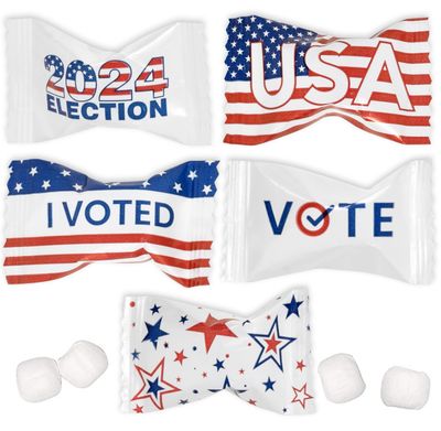 Election Day 2024 I Voted Butter Mint Candies Bags 100 Count Individually Wrapped Vote Mint Candy 13 Oz Bags Goodies Treat Candy Party Favor Supplies