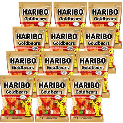 Goldbears Gummy Candy Sharing Size for Kids and Family Indulgement - Original HariboGummy Bears Bulk Candy Pineapple, Strawberry, Lemon, Orange, and Raspberry Flavors, 12 Bags, 175g (6oz) Each