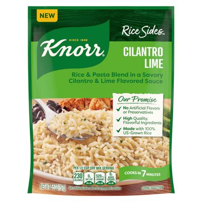 Knorr Rice Sides Cilantro Lime Rice 8 ct for a Delicious + Quick Side Dish, with 100% U.S. Grown Rice + No Artificial Flavors or Preservatives, 5.5 oz