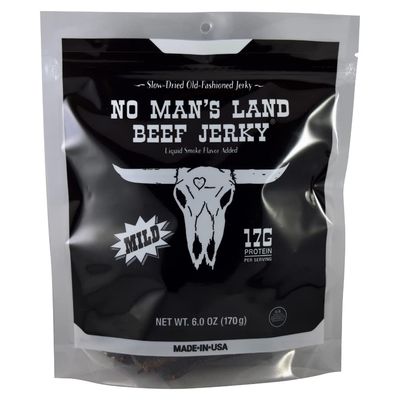 No Mans Land MILD Beef Jerky High Protein Low Calorie Low Carb Beef Snack 6.0oz Bag