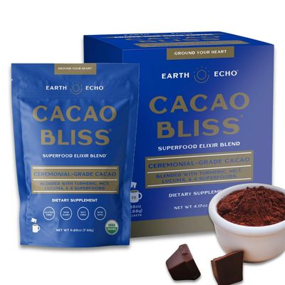 Earth Echo Cacao Bliss Travel-Sized Organic Superfood Powder with MCT Oil for Natural Energy, Reduced Cravings, and Boosted Mental Clarity, Dairy-Free, Gluten-Free, Keto-Friendly, 15 Servings
