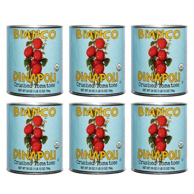 Bianco DiNapoli Organic Crushed Tomatoes, 28 oz (Pack of 6) - Grown in California, Vine Ripened, Hand Selected, Plum Tomatoes
