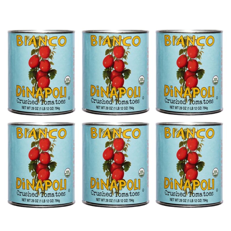 Bianco DiNapoli Organic Crushed Tomatoes, 28 oz (Pack of 6) - Grown in California, Vine Ripened, Hand Selected, Plum Tomatoes