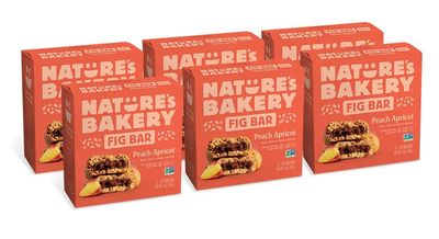 Nature&#39;s Bakery Whole Wheat Fig Bars, Peach Apricot, Real Fruit, Vegan, Non-GMO, Snack bar, 6 Count (Pack of 6)