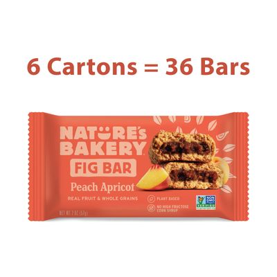 Nature's Bakery Whole Wheat Fig Bars, Peach Apricot, Real Fruit, Vegan, Non-GMO, Snack bar, 6 Count (Pack of 6)