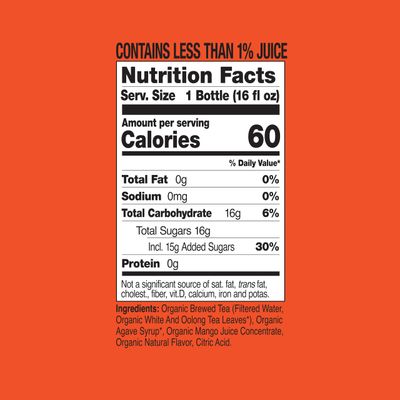 Just Ice Tea Organic Iced Tea, 16 Fl Oz Glass Bottles (Mango White Tea, Pack of 12)