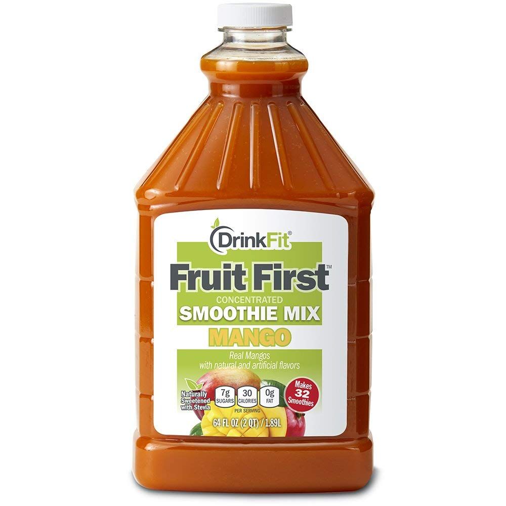 DrinkFit Fruit Smoothie | Real Fruit Puree, Low Sugar, Gluten:Free &amp; Non:GMO, Mango Smoothie Mix : Makes 32 Smoothies, 64 Fl Oz (Mango)